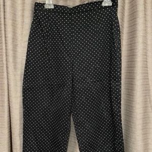 Bill Blass Size 6 Cropped Black and White Polka Dot Pants